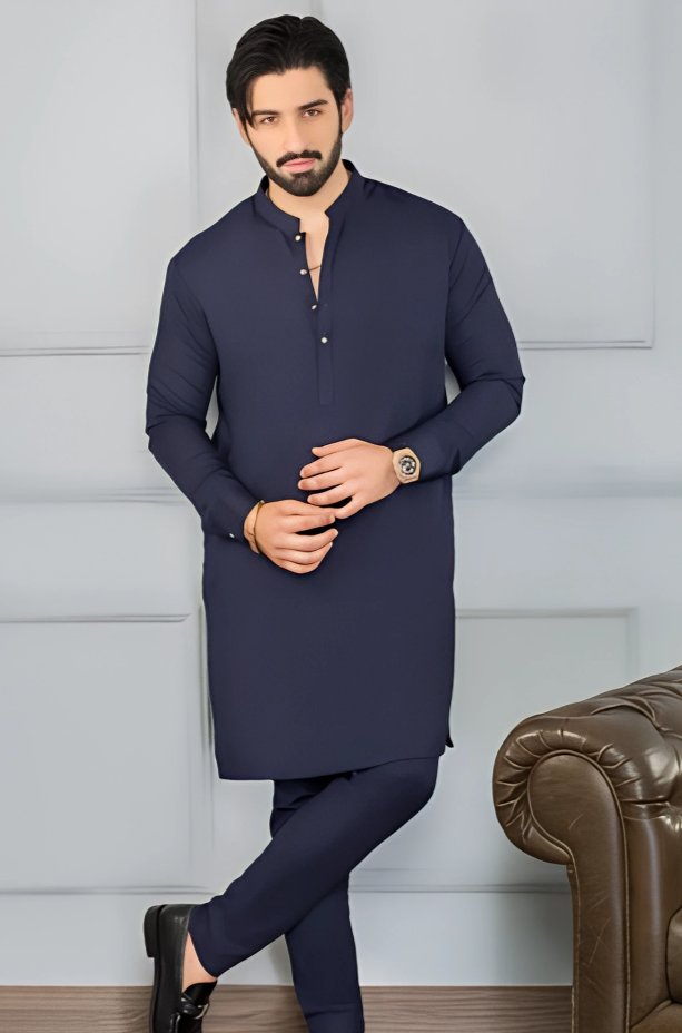 Premium 8 Pond Boski Unstitched ( NAVY )