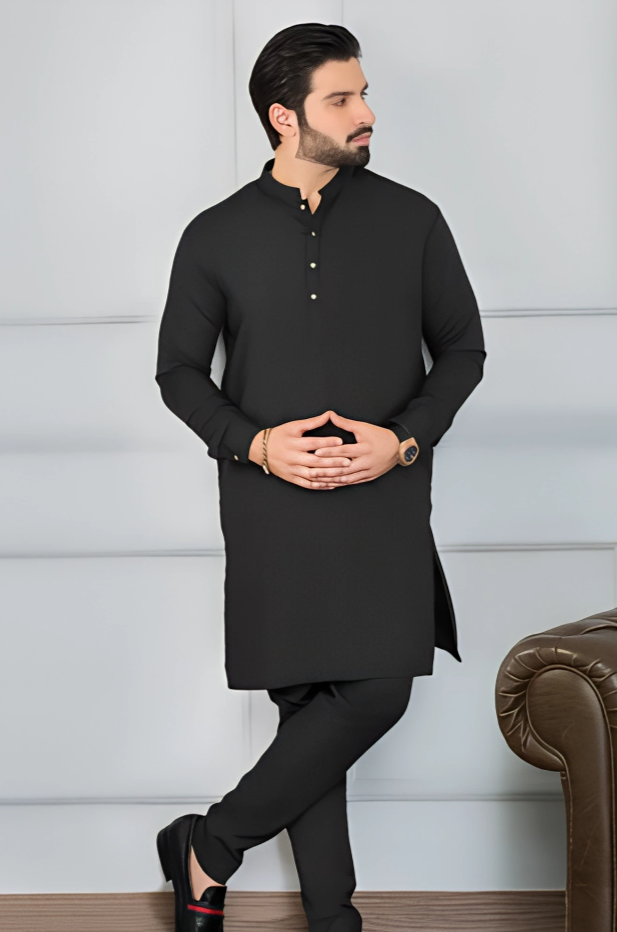 Premium 8 Pond Boski Unstitched ( BLACK )