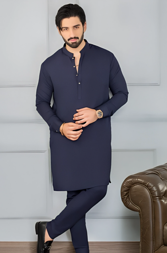 Premium 8 Pond Boski Unstitched ( NAVY )